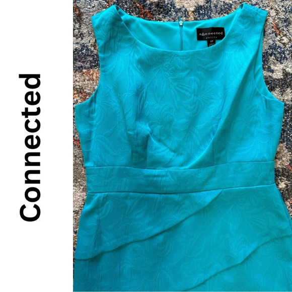 🛍️3/$40 Connected Sleeveless Midi Dress Turquoise Jacquard Layered Dress  10P - Picture 4 of 7